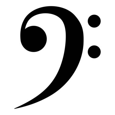 Bas anahtarı beyaz arkaplan, müzik ve melodi kavramında izole edildi