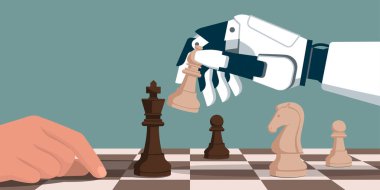 İnsan ve robot birlikte satranç oynuyor: robot rakibini şah mat ediyor