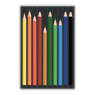 Bir durumda renkli kalemler, yaratıcılık ve sanat konsepti, izole edilmiş