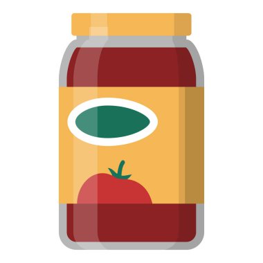 Kavanozda leziz domates sosu, bakkaliye ve yiyecek perakende konsepti, izole edilmiş.