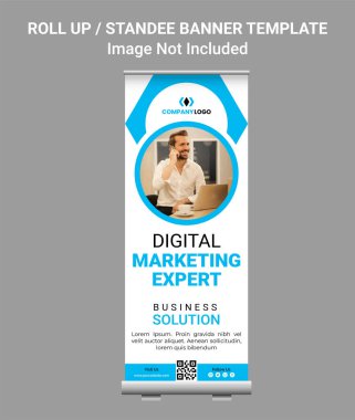 Dijital Pazarlama uzmanı pankart tasarım şablonunu rulo 