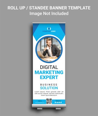 Dijital Pazarlama uzmanı pankart tasarım şablonunu rulo 