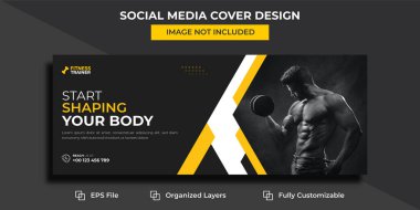 Sosyal medya şablonu. Sosyal medya, fitness, fitness, spor ve sağlıklı yaşam tarzı için spor ve spor pankartı. vektör illüstrasyonu