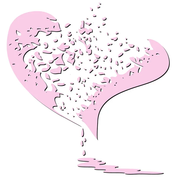 Broken Bleeding Heart Icon Tangan Digambar Simbol Untuk Hari Valentine - Stok Vektor