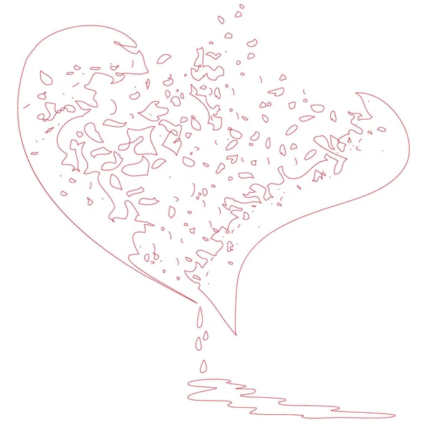 Icona Del Cuore Sanguinante Spezzato Simbolo Disegnato Mano San Valentino — Vettoriale Stock