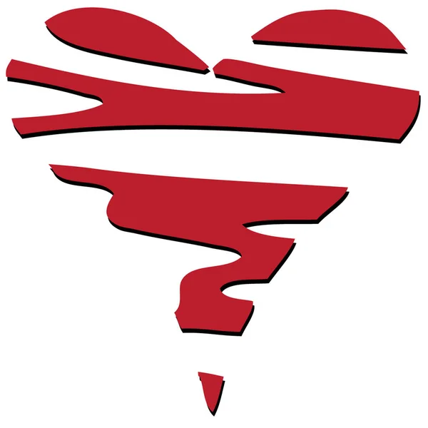 Soyut Kırık Kalp Simgesi elle çizilmiş sembol tasarımı ögesi. Dövme ya da tişört çizimi. İzole vektör