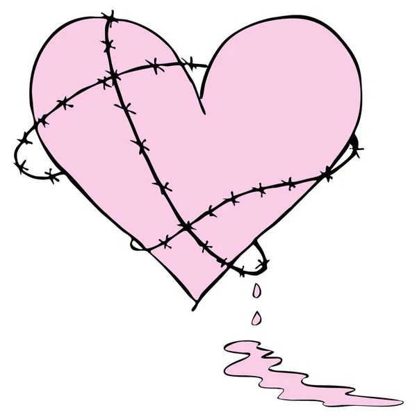 Broken Bleeding Heart Icon Handgezeichnetes Symbol Für Den Valentinstag Valentinstag — Stockvektor