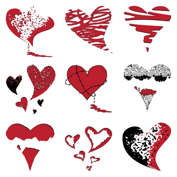 Coração Valentine Ícone Definido Coleção Corações Desenhados Mão Elementos Design — Vetor de Stock
