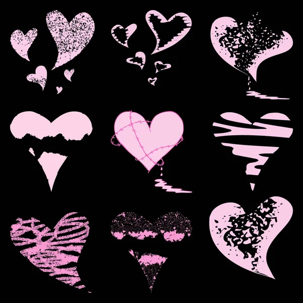 Coração Valentine Ícone Definido Coleção Corações Desenhados Mão Elementos Design —  Vetores de Stock