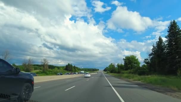 Ontario Kanada Juni 2022 Mengendarai Mobil Jalan Raya Pedesaan Amerika — Stok Video