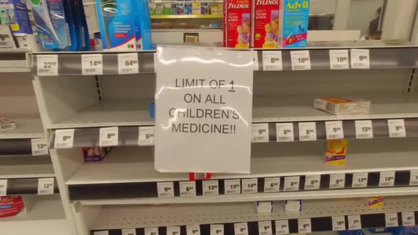 Τορόντο Οντάριο Καναδάς Δεκεμβρίου 2022 Έλλειψη Φαρμάκων Για Παιδιά Κρυολογήματος — Αρχείο Βίντεο