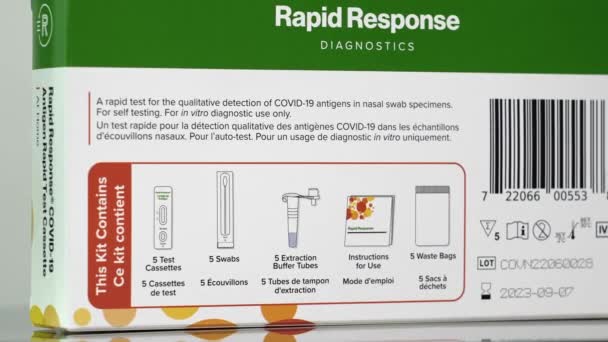 Toronto Ontario Canada December 2022 Rapid Response Covid Antigen Test — Vídeos de Stock