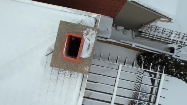 Aerial Residential Roof Chimney Inspection Possible Damage Rodent Infestation Investigation — Vídeo de Stock