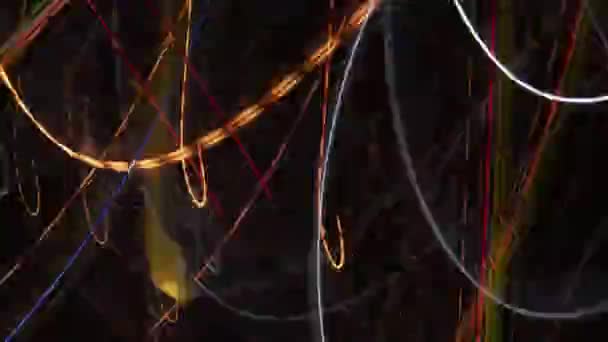Psykedelisk Abstrakt Lång Exponering Stoppa Rörelse Färg Ljus Animation Ljusslingor — Stockvideo