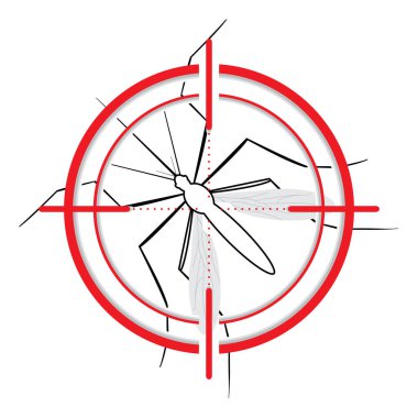 Mosquito eradication icon. Reducing or eliminating populations of mosquitoes. Info graphic symbol controlling the spread of mosquito-borne diseases. Health related advisory for community outreach education to promote safe mosquito control. Vector