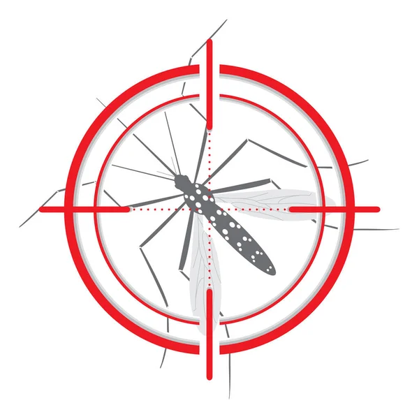 stock vector Aedes Aegypti mosquito with stilt target. Sight signal. Target Symbol. Ideal for educational, informational, or related health advisory. Editable vector