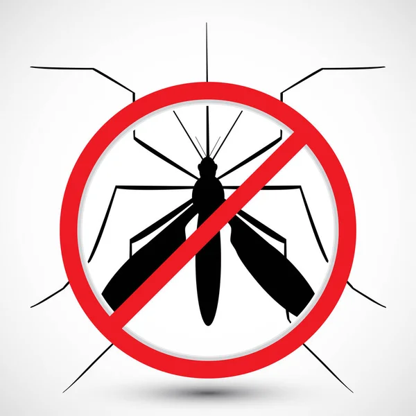 Attenzione Cartello Proibito Con Zanzara Ferma Virus Zika Fermate Malaria — Vettoriale Stock