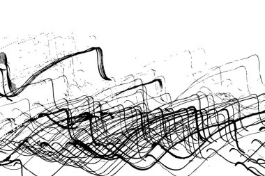 Motion sketch freeze frame of night lights in big city. Urban light trails from buildings and street lights in downtown long exposure trace. Bright colourful long exposure light trails. Vector.