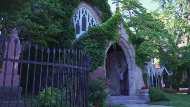 Toronto Crematorium Chapel Eller Necropolis Chapel Sommaren Som Ligger Cabbagetown — Stockvideo