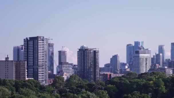 Toronto Nun Panoramik Manzarası Gün Batımında Ontario Gölü Nün Yakınında — Stok video
