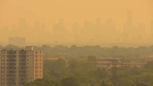 Kouř Alberty Britské Kolumbie Spalující Divoké Ohně Vytváří Mlhavý Vzduch — Stock video