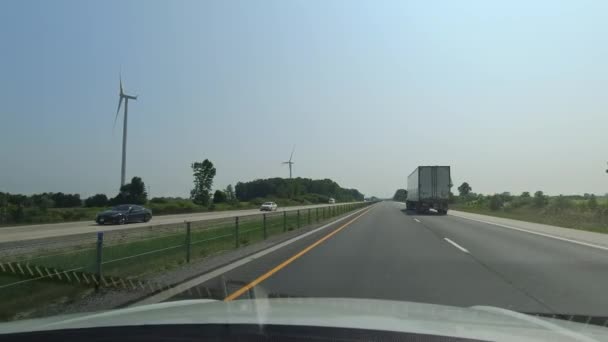 Punkt Widzenia Widok Przodu Samochodu Widok Jazdę Autostradzie Podczas Podróży — Wideo stockowe