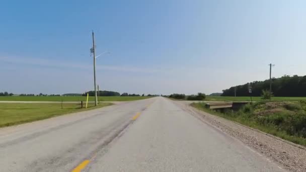 Cinematic Pov Shot Asphalt Road Country Side Canada View Car — Stockvideo