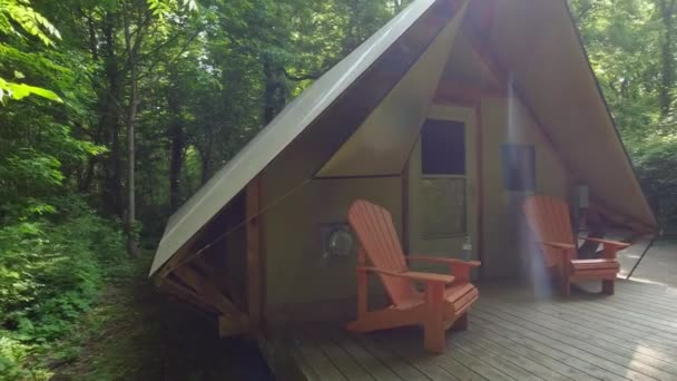 Point Pelee Camping Site Cabin Tent Canopy Carolinian Forest Park — Αρχείο Βίντεο