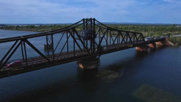 Πολύ Παλιά Γέφυρα Swing Βρίσκεται Στο Little Current Πόλη Στο — Αρχείο Βίντεο