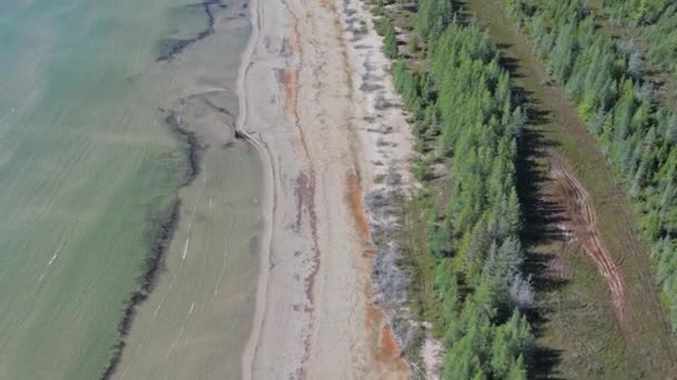 Majestic Aerial View Michael Bay Waters Nestled Northern Shores Manitoulin — Stock Video