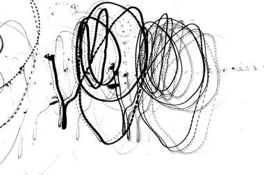 Soyut siyah beyaz arka plan. Kart olarak mürekkep dokusu karala. El çizimi illüstrasyon izi. Soyut ışık çizimleri. Kalem çizimi vuruşları. Tasarım elemanı lekesi. Vektör.