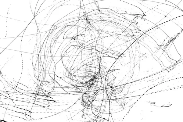 Soyut siyah beyaz arka plan. Kart olarak mürekkep dokusu karala. El çizimi illüstrasyon izi. Soyut ışık çizimleri. Kalem çizimi vuruşları. Tasarım elemanı lekesi. Vektör.