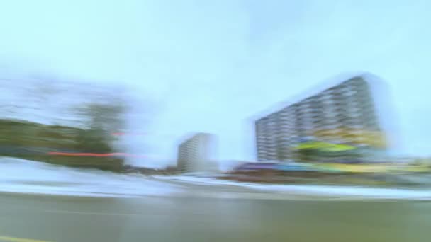 Motion Timelapse Winter Day Evening Speedy Driving City Toronto Canada — Video