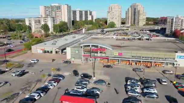 Metro Grocery Store Aerial Time Lapse Sunny Day Metro Store — Stock Video