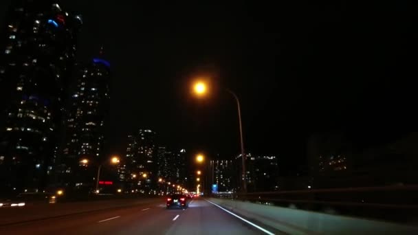 Motion Forward Night Driving Plate Auf Dem Gardiner Expressway Toronto — Stockvideo