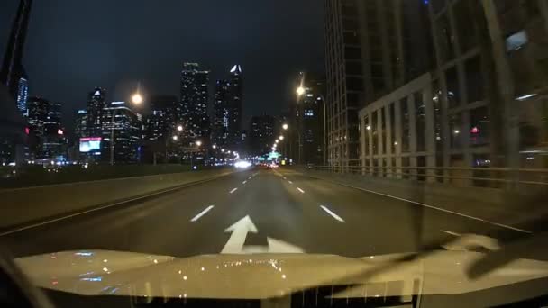 Ponto Vista Vista Carro Placa Condução Cidade Para Baixo Cidade — Vídeo de Stock