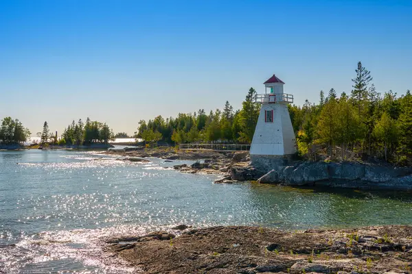 stock image South Baymouth Range Front Lighthouse, located on Manitoulin Island, Ontario, Canada, stands as a maritime sentinel, guiding ships with historical significance. 