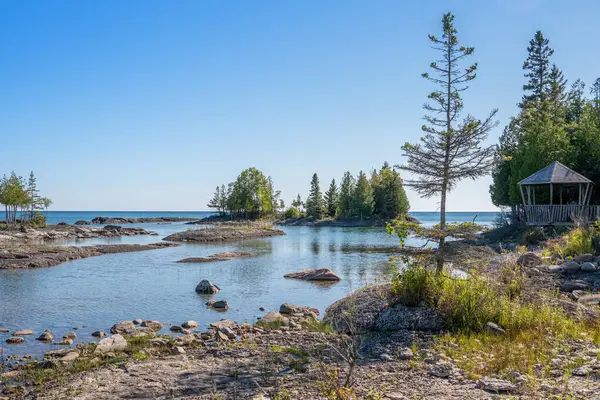 stock image South Baymouth marine greenery beauty, picturesque nature setting on Manitoulin Island. Maritime heritage of the region. Shores of Lake Huron. Open to the public for tours and tourists.