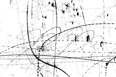 Kalem ya da kalem fırçası. Kaotik rastgele çizilmiş soyut siyah beyaz desenler çizilmiş. Rastgele karalama kapakları, posterler ve kartlar. Siyah kömür kalem taslak doku Vektörü.