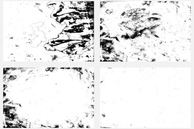 Siyah beyaz grunge seti antik kağıt dokusu. Eski kağıt kaplamalı düz kaplamalar. Eski tozlu cadı kitabı boş sayfalar. Kaligrafi biyografisi kayıtları ve kitap hazırlama için kağıt. El yazmaları.