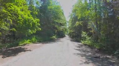 Sürücü plakası, doğal güzellik ve macera sergiliyor. Çakıl yolu ve vahşi doğa boyunca birinci şahıs manzarası Ontario Kanada 'nın kraliyet arazisinin yakınından geçiyor. Dağlık yolda yolculuk.
