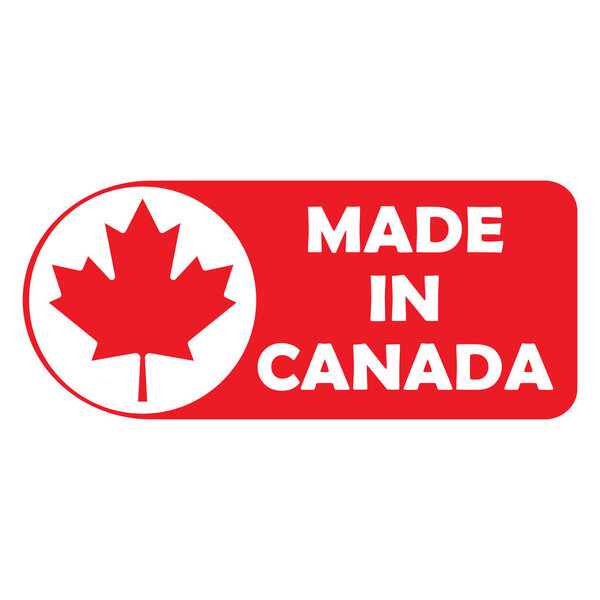 Made In Canada фраза на печати или этикетке как торговая марка. Производство в Канаде и производство на канадской земле. Эмблема подписи национальной продукции. Вектор.