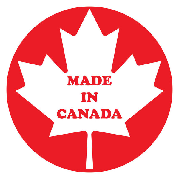 Сделано в Канаде. Канадское производство и производство на канадской земле. Марка Made in Canada template, на английском языке с картографическим листом. Вектор.