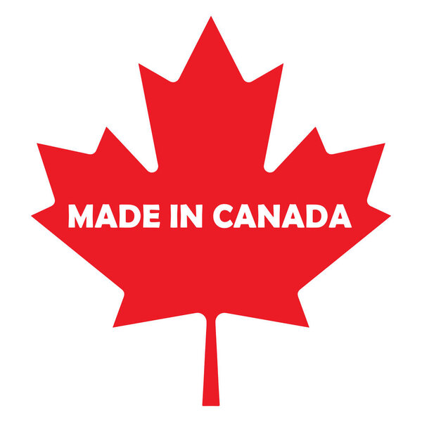 Сделано в Канаде. Канадское производство и производство на канадской земле. Марка Made in Canada template, на английском языке с картографическим листом. Вектор.