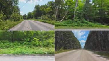 Burk Şelalesi 'ndeki POV araç plakası yollar kapalı toprak toprak toprak, Kanada Kalkan bölgesi, sayısız göl ve tepeler. Gürcistan koylarından Algonquin Park, Ontario, Kanada 'ya.