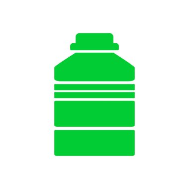 Şişe ya da kavanoz ikonu. Plastik şişe ya da cam kavanoz. Maden suyu. Şişelenmiş içecek, krema, hap, toz, kalın bağırsak şişesi sembolü. Vektör.