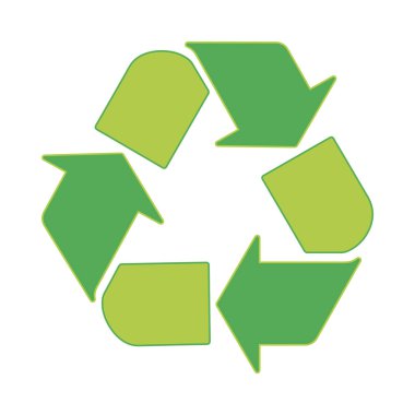 Oklu simgeyi geri dönüştür. Ürünlerin ambalajı üzerindeki baskı için geri dönüşümü, yeniden kullanımı ve etiketi küçültme. Çevreye duyarlı markalaşma, yeşil girişimler ve sıfır atık projeler. Vektör. 