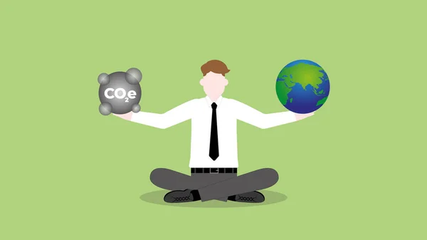 Esg Green Business Policy Concept Net Zero Emission Carbon Footprint — 图库矢量图片