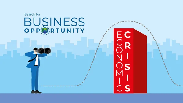 Koncept Business Vision Podnikatel Používá Dalekohled Hledání Obchodních Příležitostí Hledání — Stockový vektor