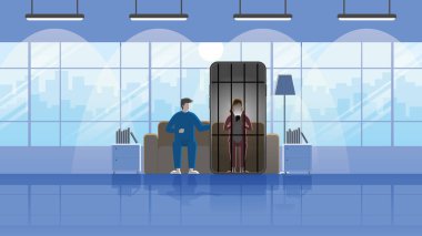 Teknoloji krizinden kaynaklanan ilişki sorunu. Bağımlı çiftlerden biri cep telefonundaki uygulamayı hapiste bir mahkum gibi kullanıyor ama ayrı kalıyorlar. Akıllı telefon bağımlılığı kavramı.